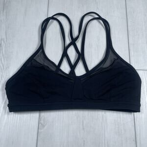 Lululemon Women's 4 Deep Stretch Bra Black Mesh Yoga Running Strappy